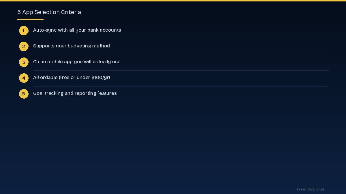 app selection criteria